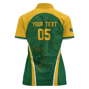 Custom South Africa Cricket Women Polo Shirt Go Champions Protea Pattern