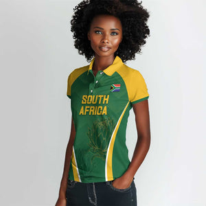 Custom South Africa Cricket Women Polo Shirt Go Champions Protea Pattern