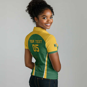 Custom South Africa Cricket Women Polo Shirt Go Champions Protea Pattern