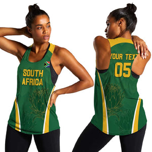 Custom South Africa Cricket Women Racerback Tank Go Champions Protea Pattern