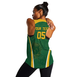 Custom South Africa Cricket Women Racerback Tank Go Champions Protea Pattern