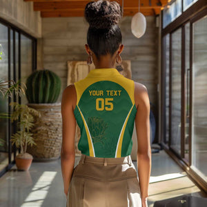 Custom South Africa Cricket Women Sleeveless Polo Shirt Go Champions Protea Pattern