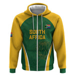 Custom South Africa Cricket Zip Hoodie Go Champions Protea Pattern