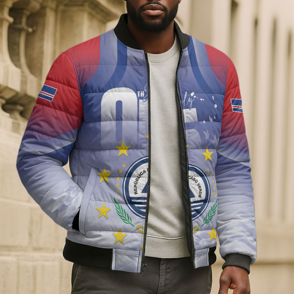 Cape Verde July 5th Bomber Puffer Jacket Happy Independence Day