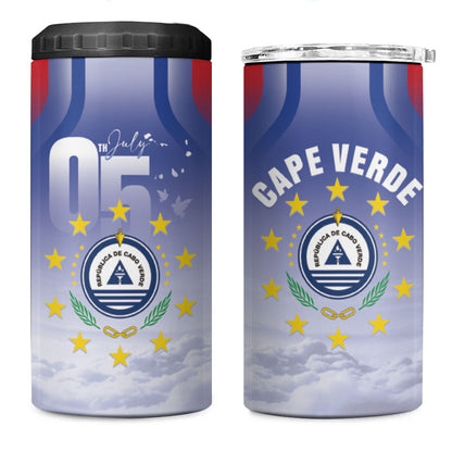 Cape Verde July 5th 4 in 1 Can Cooler Tumbler Happy Independence Day