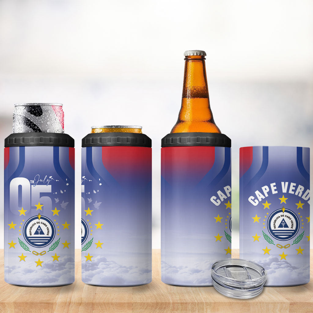Cape Verde July 5th 4 in 1 Can Cooler Tumbler Happy Independence Day