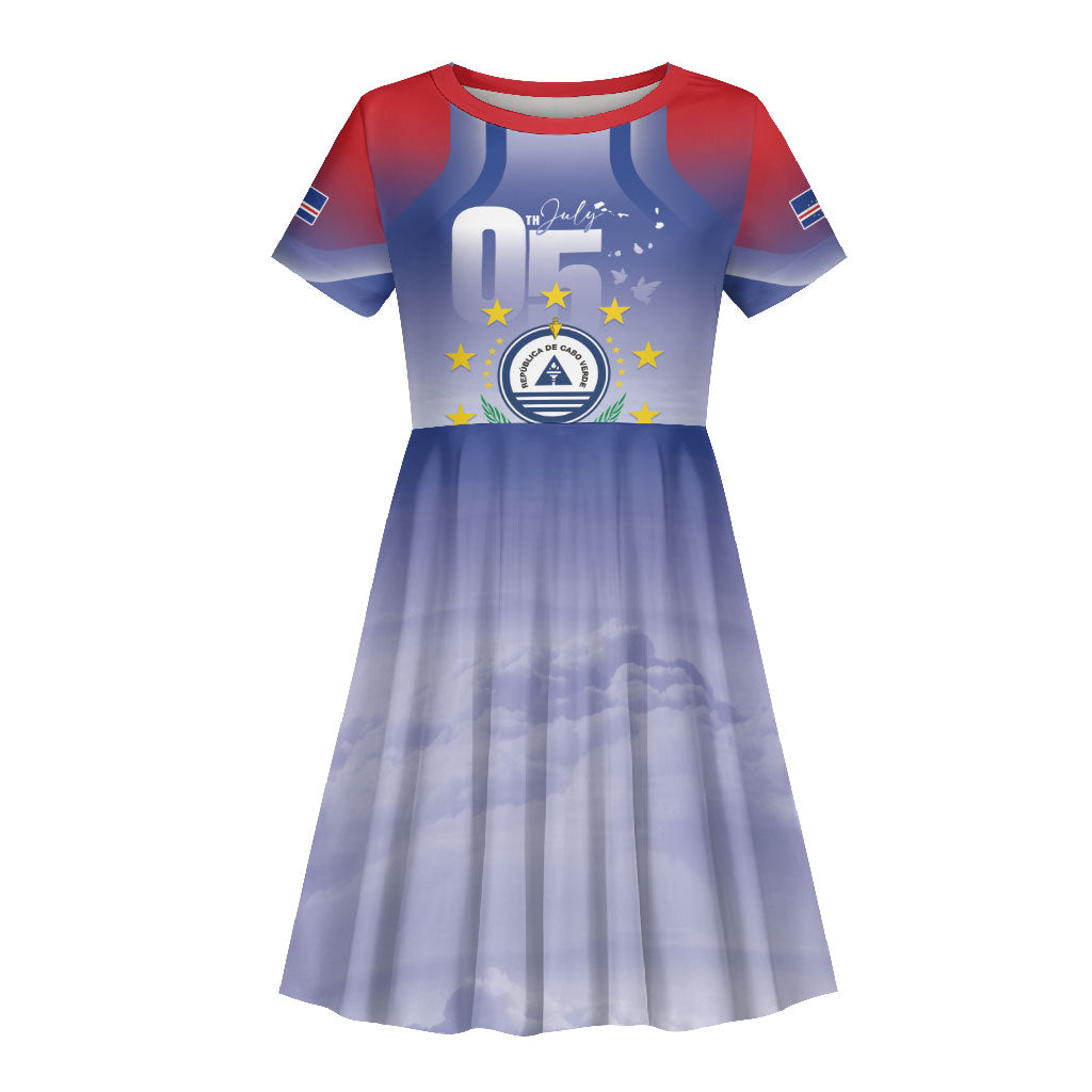 Cape Verde July 5th Kid Short Sleeve Dress Happy Independence Day