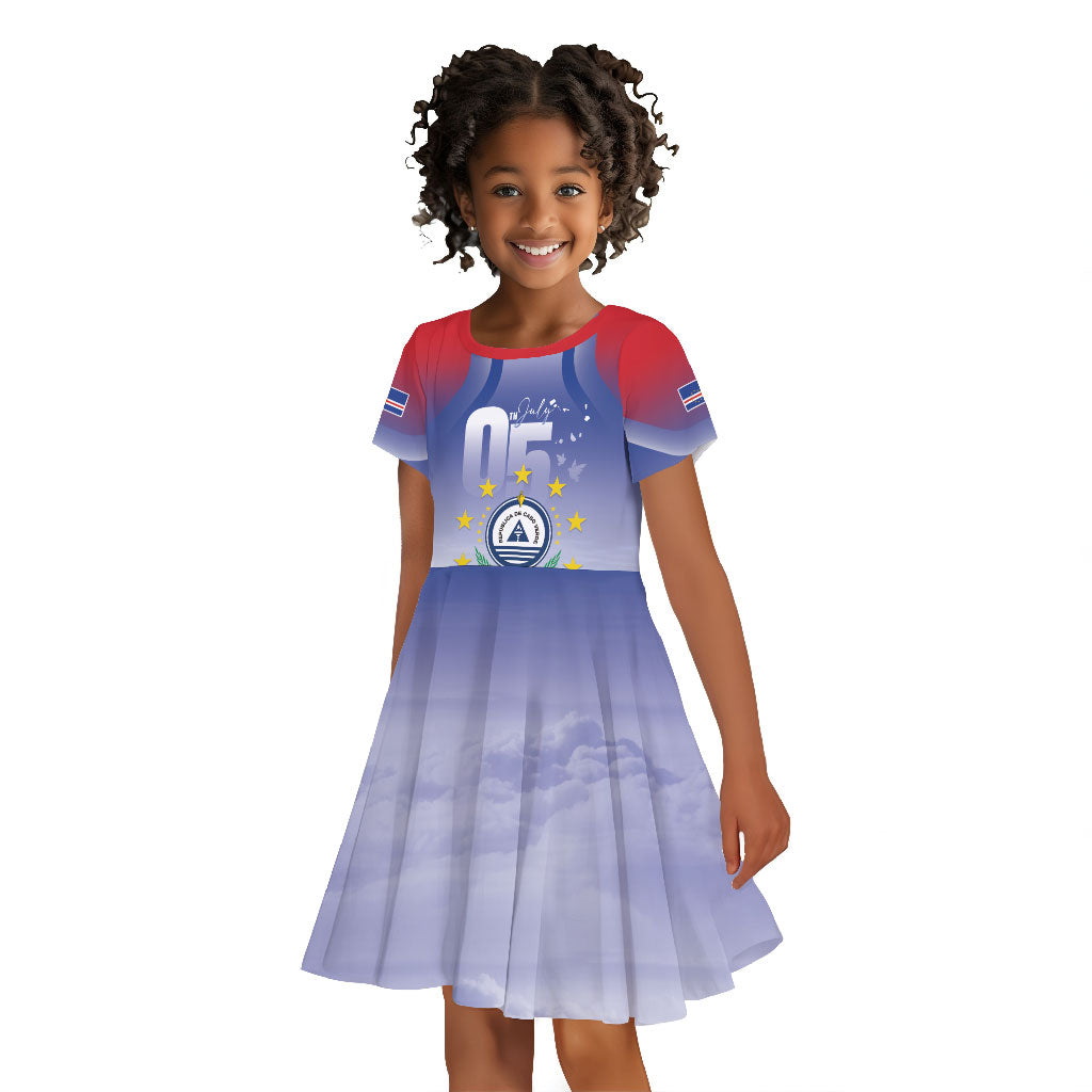 Cape Verde July 5th Kid Short Sleeve Dress Happy Independence Day