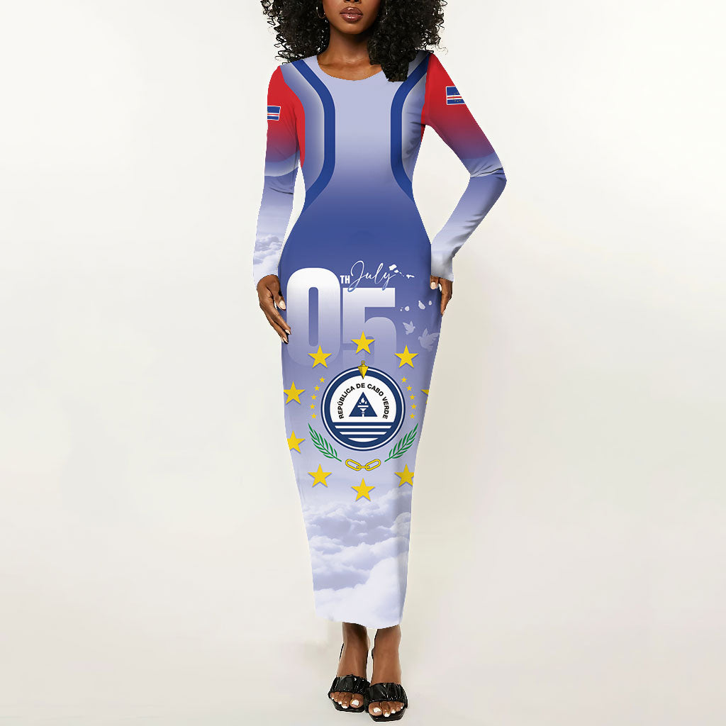 Cape Verde July 5th Long Sleeve Bodycon Dress Happy Independence Day