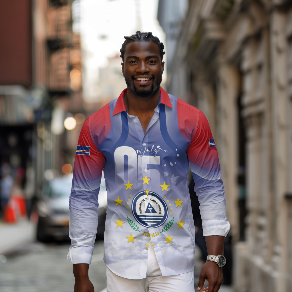Cape Verde July 5th Long Sleeve Button Shirt Happy Independence Day