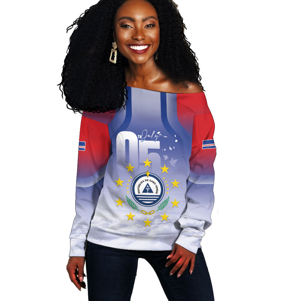 Cape Verde July 5th Off Shoulder Sweater Happy Independence Day