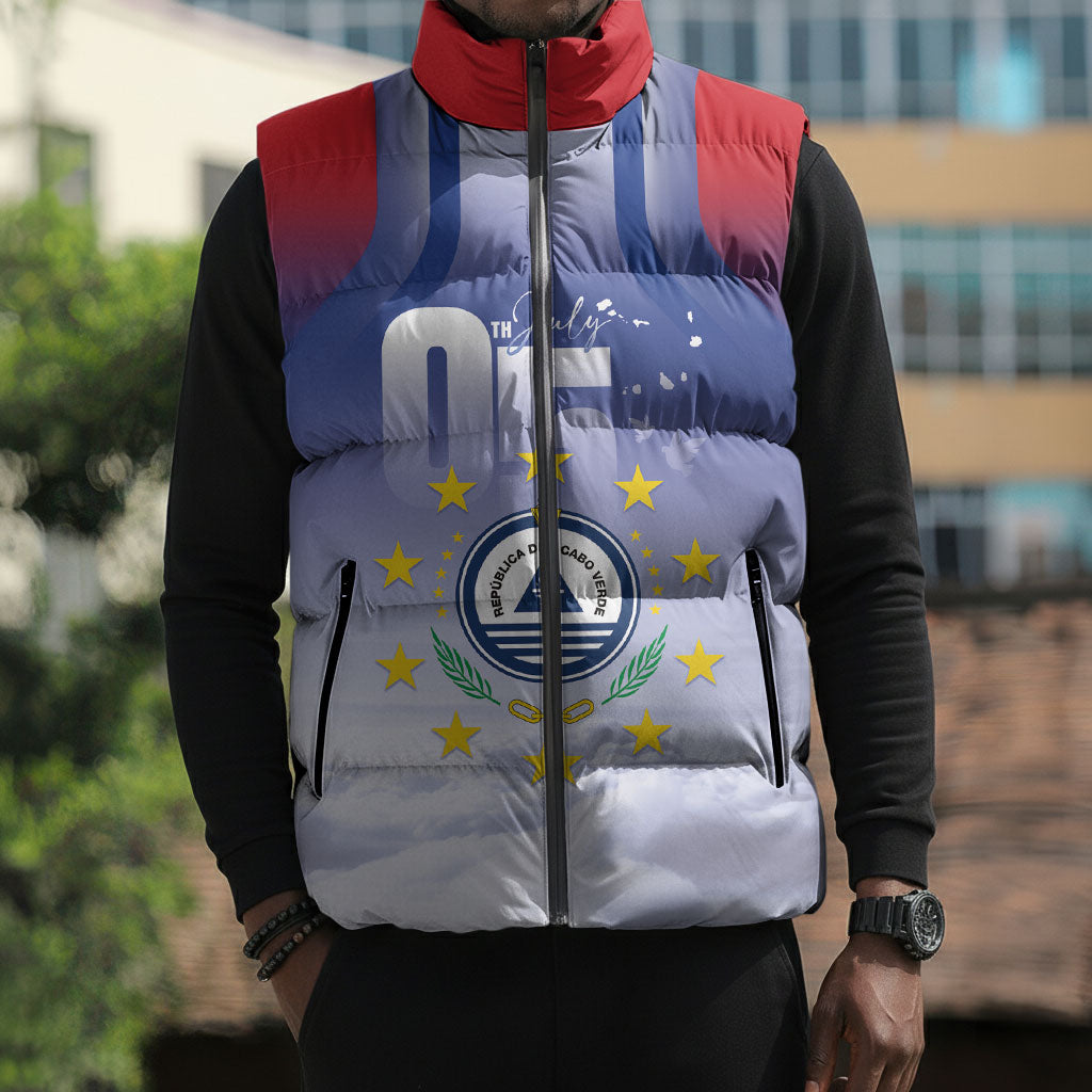 Cape Verde July 5th Sleeveless Puffer Jacket Happy Independence Day