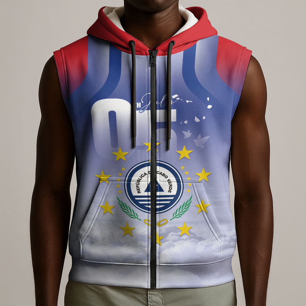 Cape Verde July 5th Sleeveless Zip Hoodie Happy Independence Day