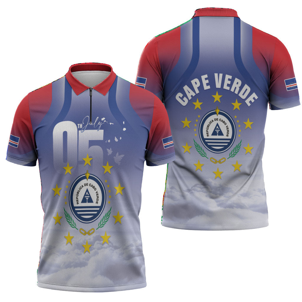 Cape Verde July 5th Zipper Polo Shirt Happy Independence Day