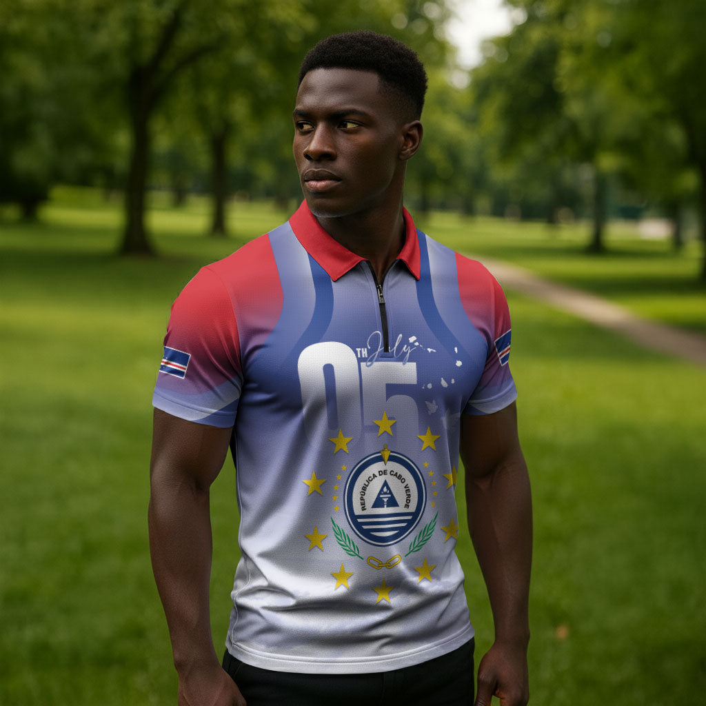 Cape Verde July 5th Zipper Polo Shirt Happy Independence Day