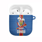 DR Congo Independence Day AirPods Case Leopard Pattern With Coat Of Arms