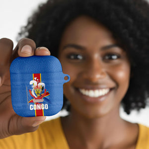 DR Congo Independence Day AirPods Case Leopard Pattern With Coat Of Arms