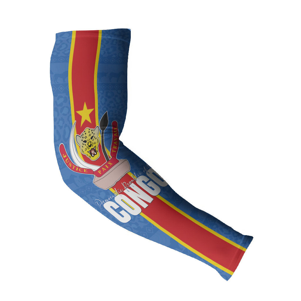 DR Congo Independence Day Arm Sleeves Leopard Pattern With Coat Of Arms