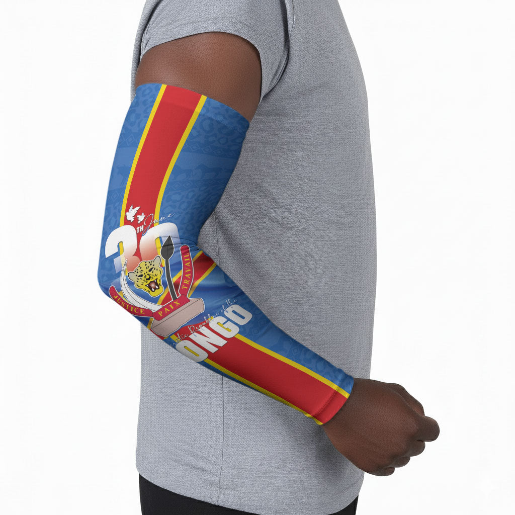 DR Congo Independence Day Arm Sleeves Leopard Pattern With Coat Of Arms
