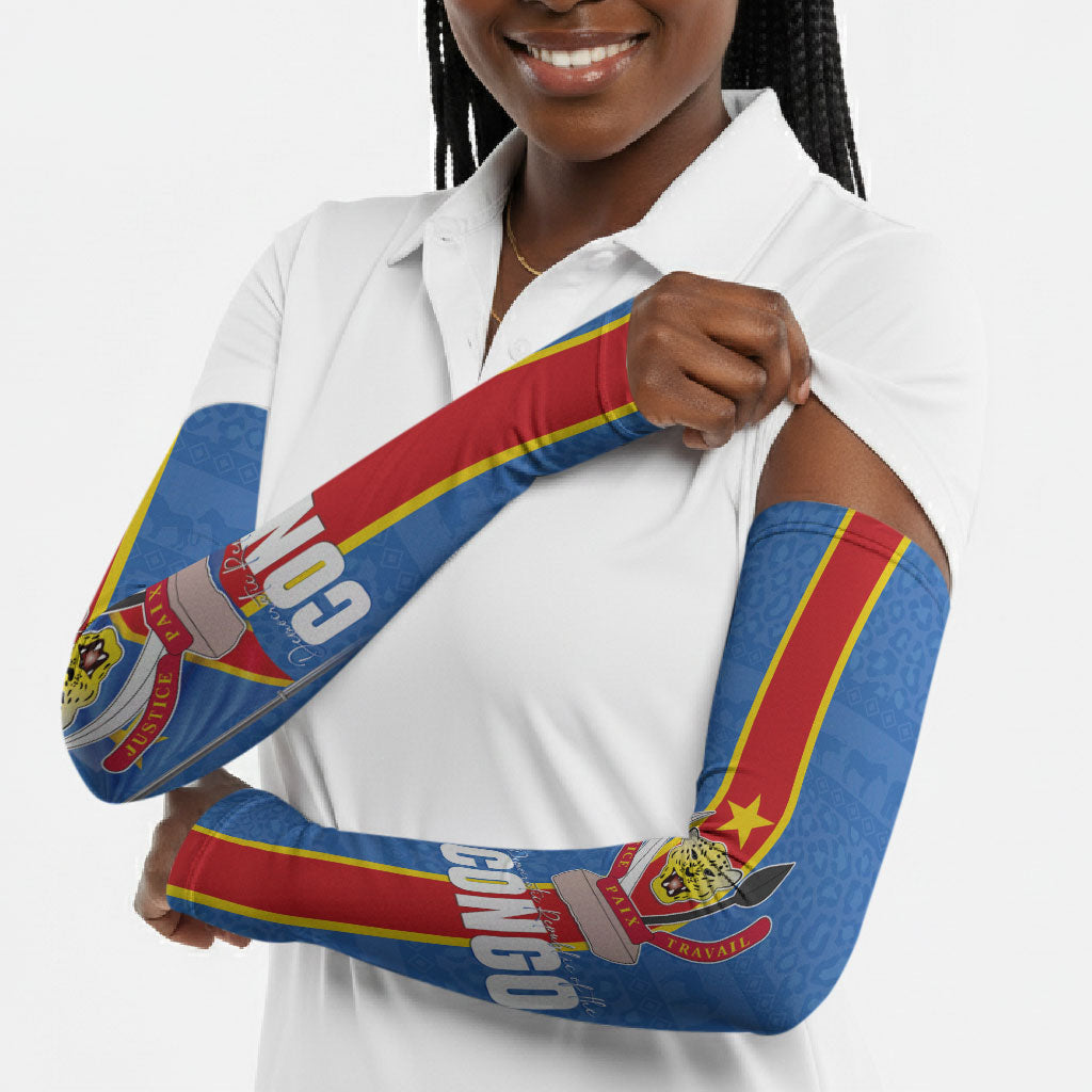 DR Congo Independence Day Arm Sleeves Leopard Pattern With Coat Of Arms