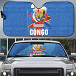 DR Congo Independence Day Auto Sun Shade Leopard Pattern With Coat Of Arms