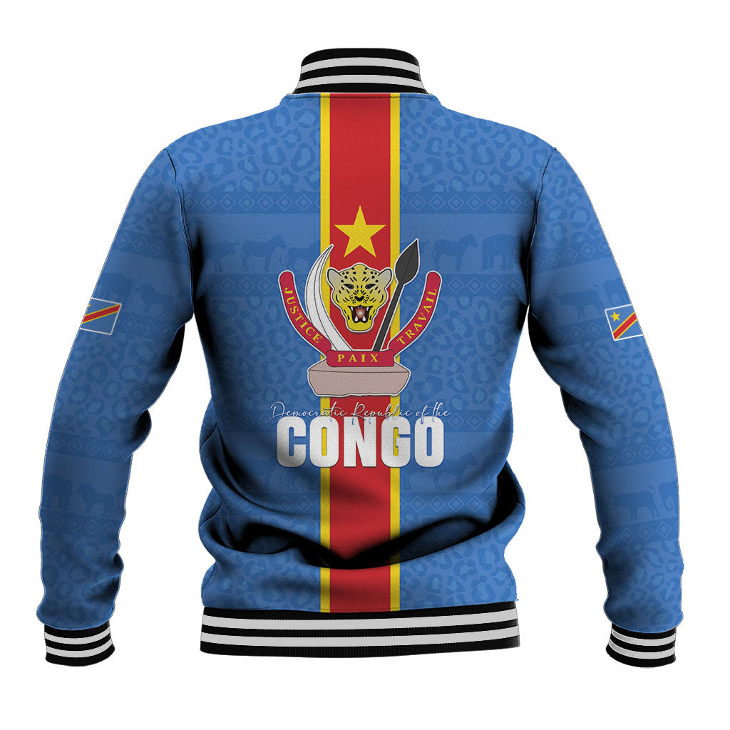 DR Congo Independence Day Baseball Jacket Leopard Pattern With Coat Of Arms