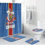 DR Congo Independence Day Bathroom Set Leopard Pattern With Coat Of Arms