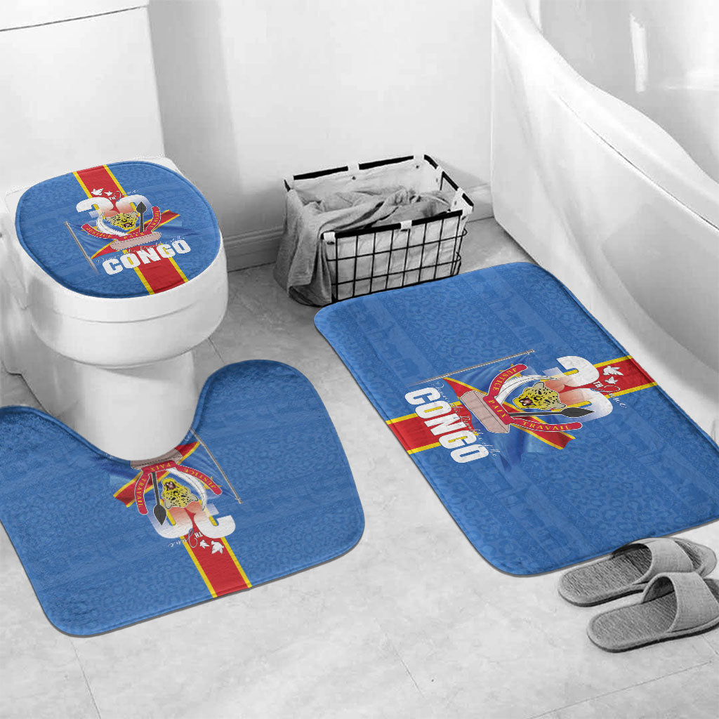 DR Congo Independence Day Bathroom Set Leopard Pattern With Coat Of Arms