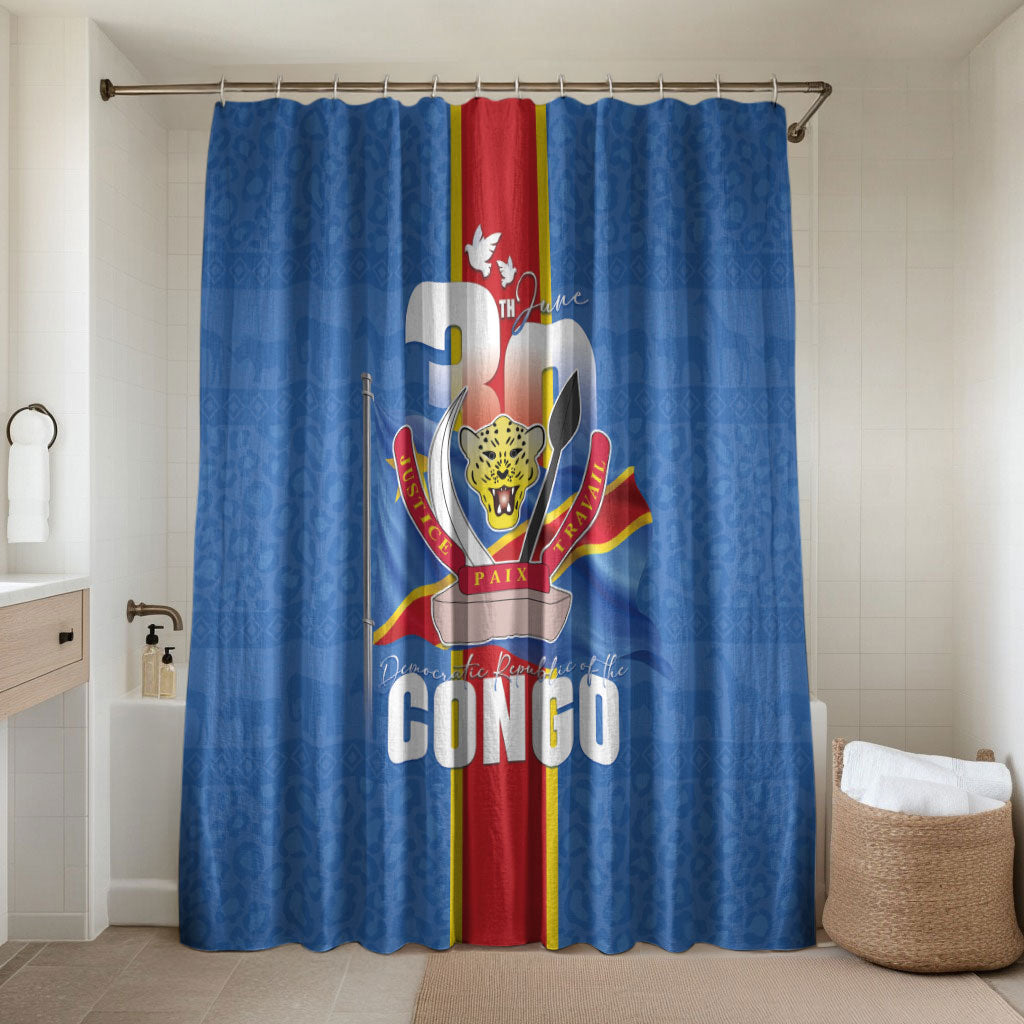 DR Congo Independence Day Bathroom Set Leopard Pattern With Coat Of Arms