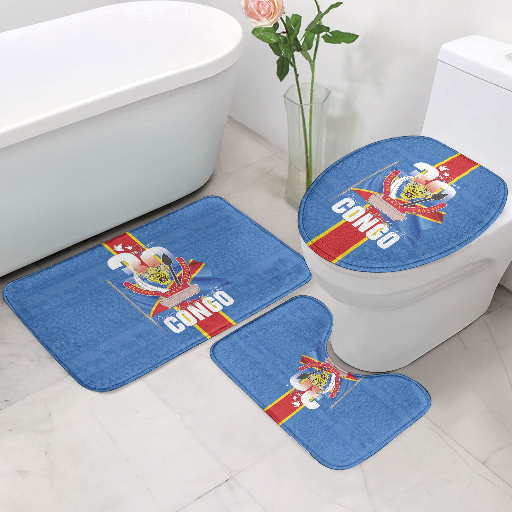 DR Congo Independence Day Bathroom Set Leopard Pattern With Coat Of Arms