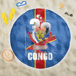 DR Congo Independence Day Beach Blanket Leopard Pattern With Coat Of Arms