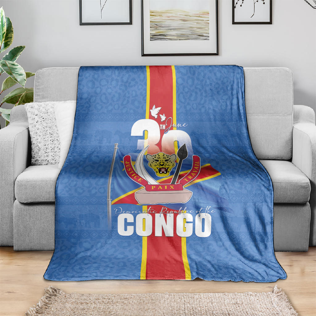 DR Congo Independence Day Blanket Leopard Pattern With Coat Of Arms
