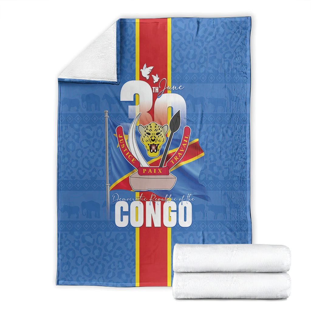 DR Congo Independence Day Blanket Leopard Pattern With Coat Of Arms