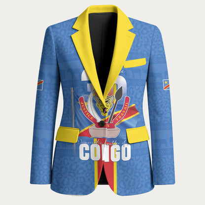 DR Congo Independence Day Blazer Leopard Pattern With Coat Of Arms