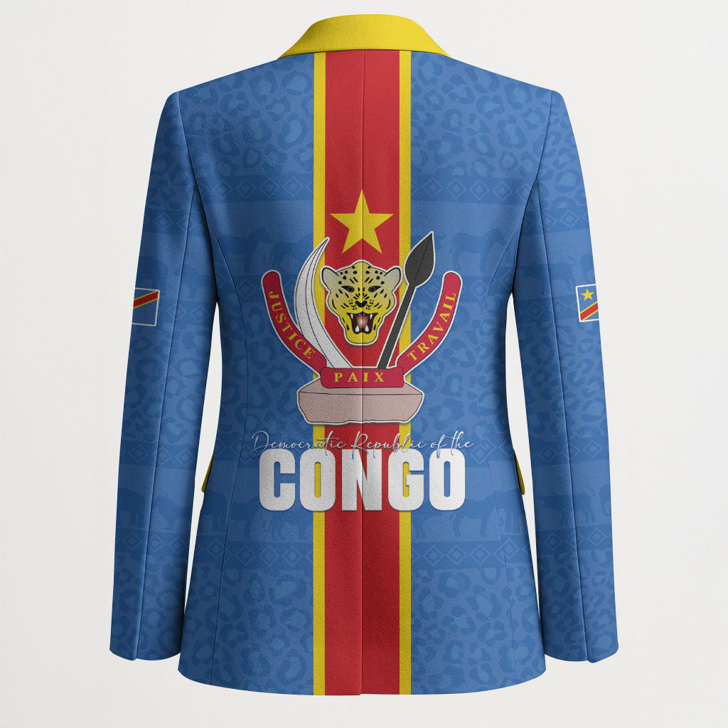 DR Congo Independence Day Blazer Leopard Pattern With Coat Of Arms