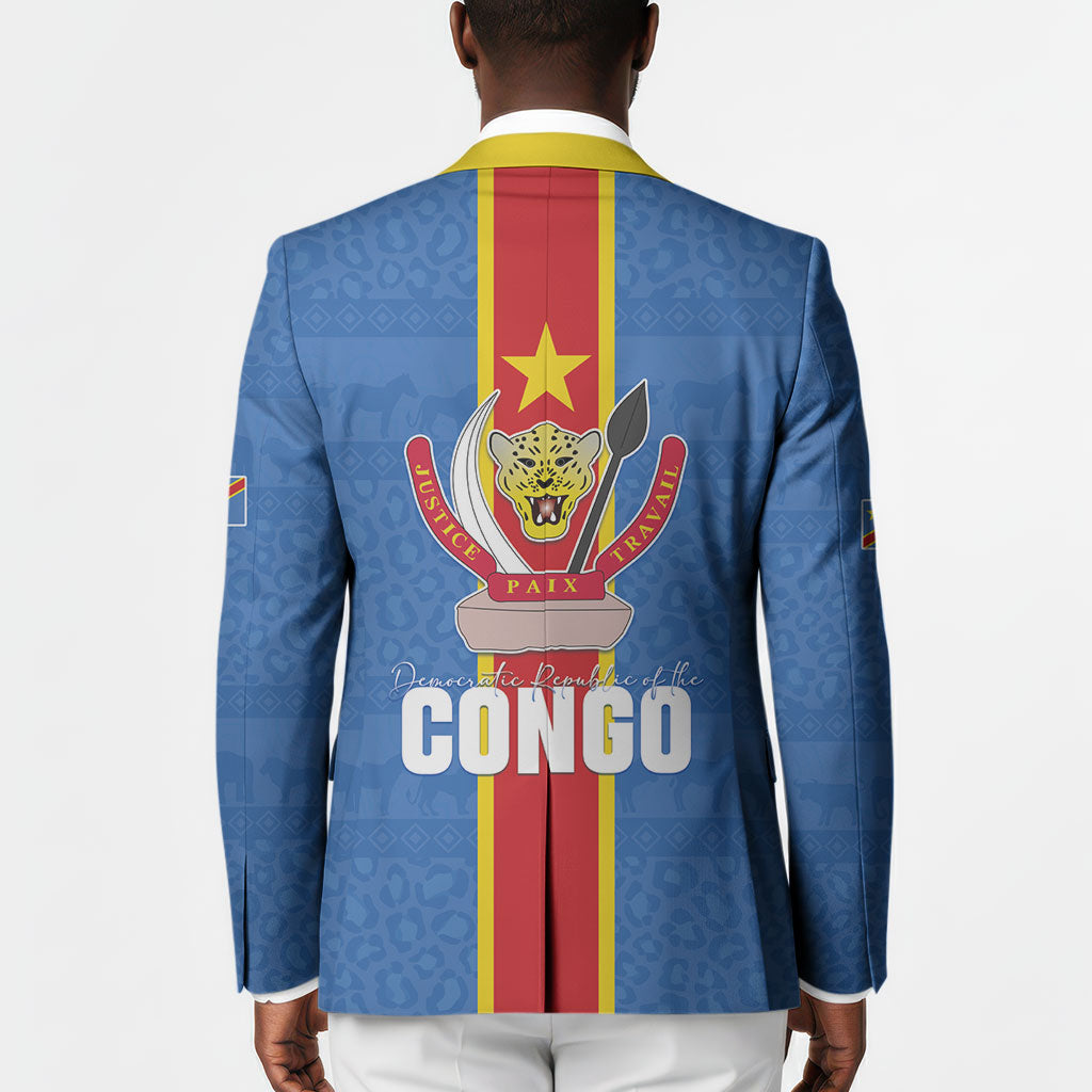 DR Congo Independence Day Blazer Leopard Pattern With Coat Of Arms