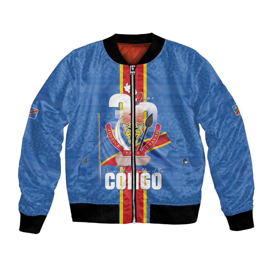 DR Congo Independence Day Bomber Jacket Leopard Pattern With Coat Of Arms