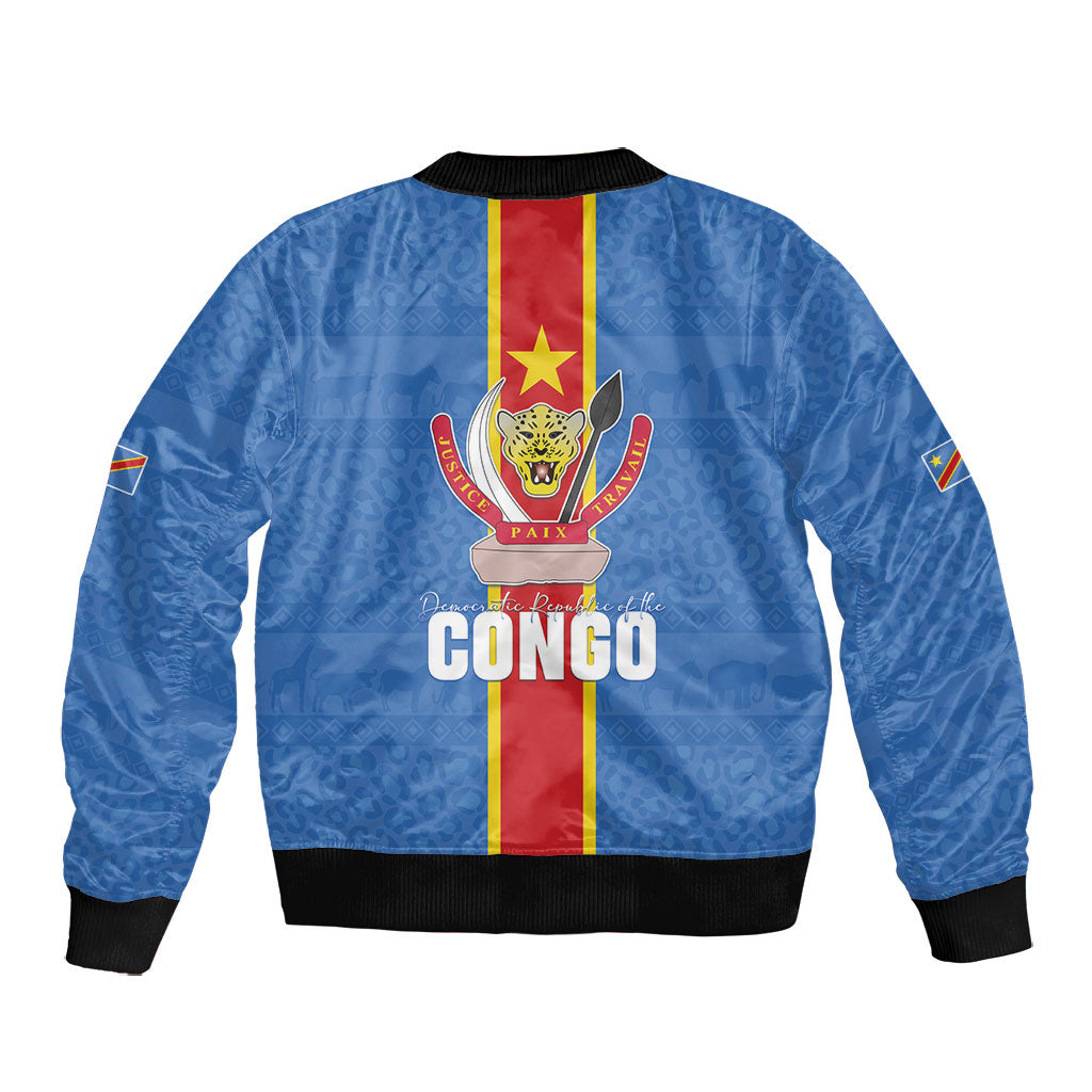 DR Congo Independence Day Bomber Jacket Leopard Pattern With Coat Of Arms