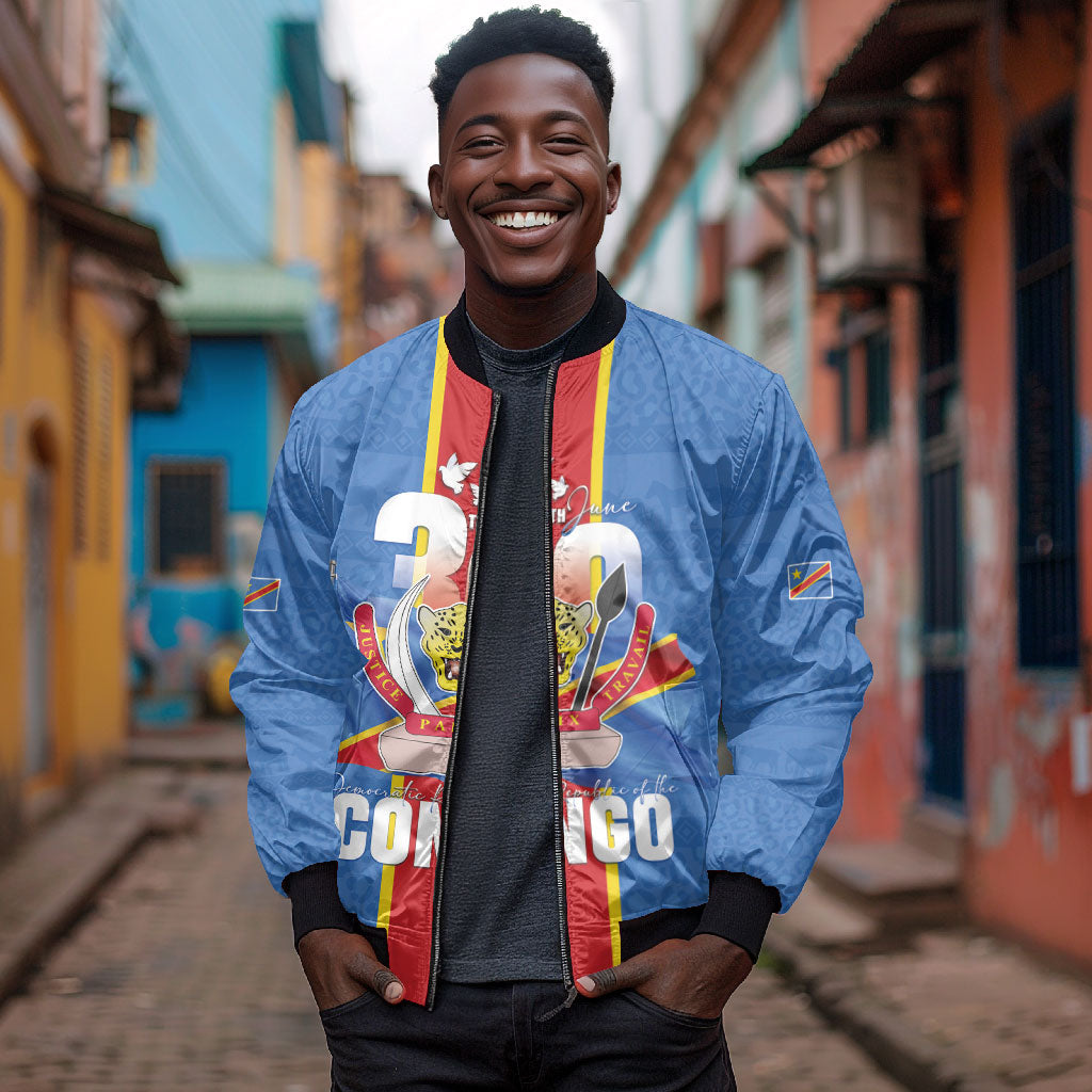 DR Congo Independence Day Bomber Jacket Leopard Pattern With Coat Of Arms