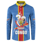 DR Congo Independence Day Button Sweatshirt Leopard Pattern With Coat Of Arms