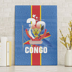 DR Congo Independence Day Canvas Wall Art Leopard Pattern With Coat Of Arms