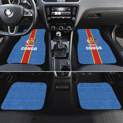 DR Congo Independence Day Car Mats Leopard Pattern With Coat Of Arms