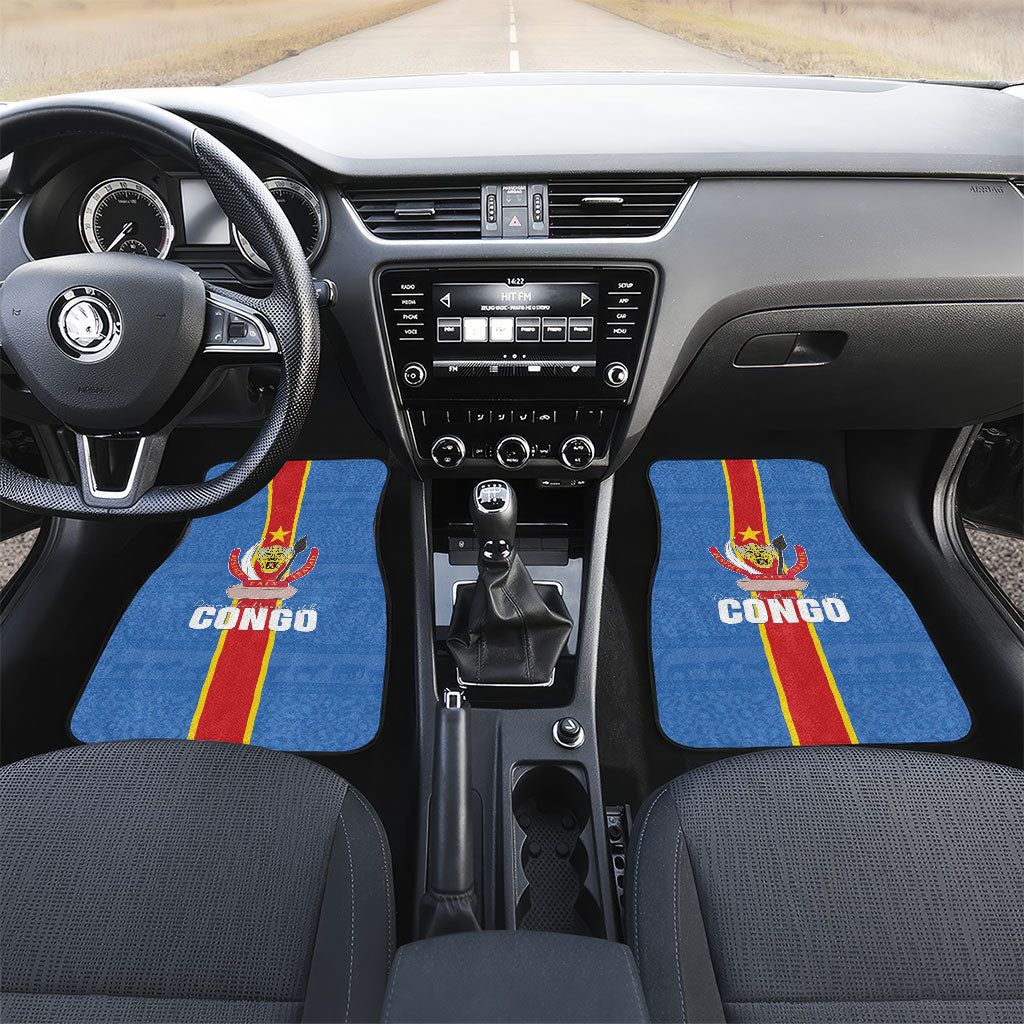 DR Congo Independence Day Car Mats Leopard Pattern With Coat Of Arms