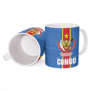 DR Congo Independence Day Ceramic Mug Leopard Pattern With Coat Of Arms