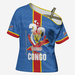 DR Congo Independence Day Cross Shoulder Shirt Leopard Pattern With Coat Of Arms