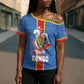 DR Congo Independence Day Cross Shoulder Shirt Leopard Pattern With Coat Of Arms
