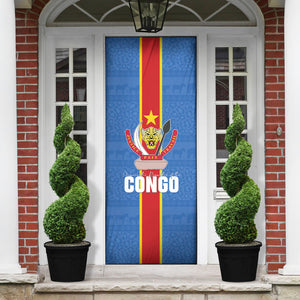 DR Congo Independence Day Door Cover Leopard Pattern With Coat Of Arms