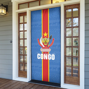 DR Congo Independence Day Door Cover Leopard Pattern With Coat Of Arms