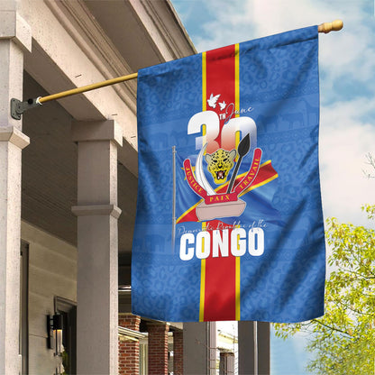DR Congo Independence Day Garden Flag Leopard Pattern With Coat Of Arms