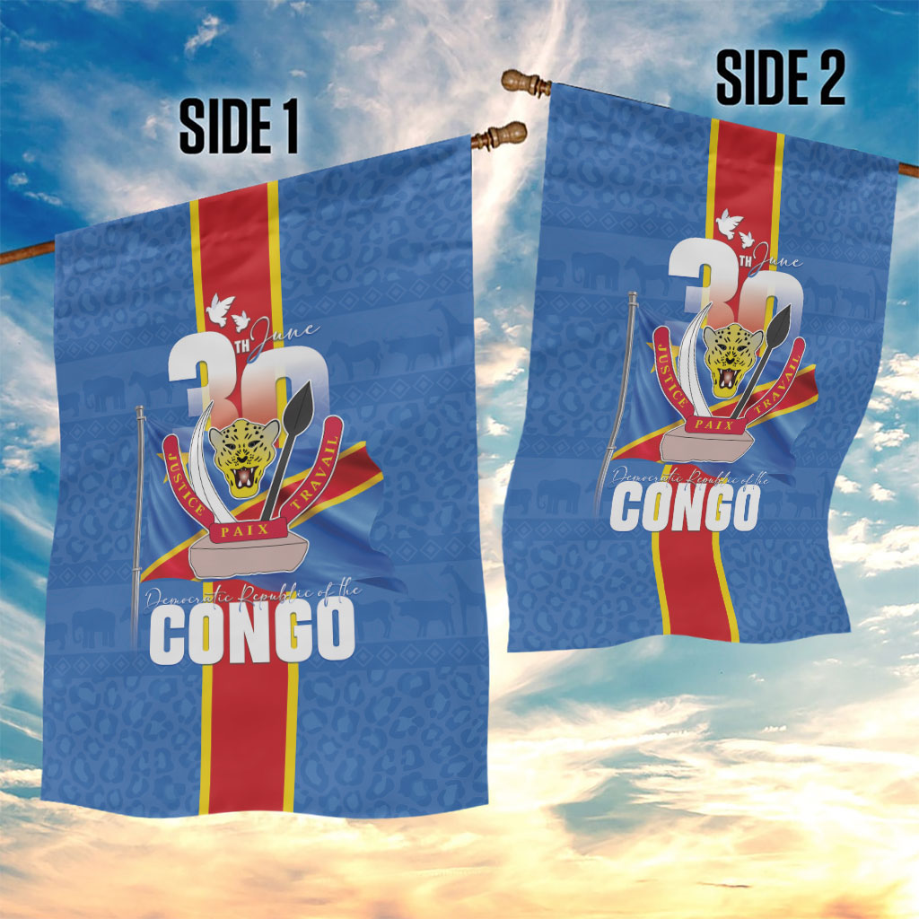 DR Congo Independence Day Garden Flag Leopard Pattern With Coat Of Arms